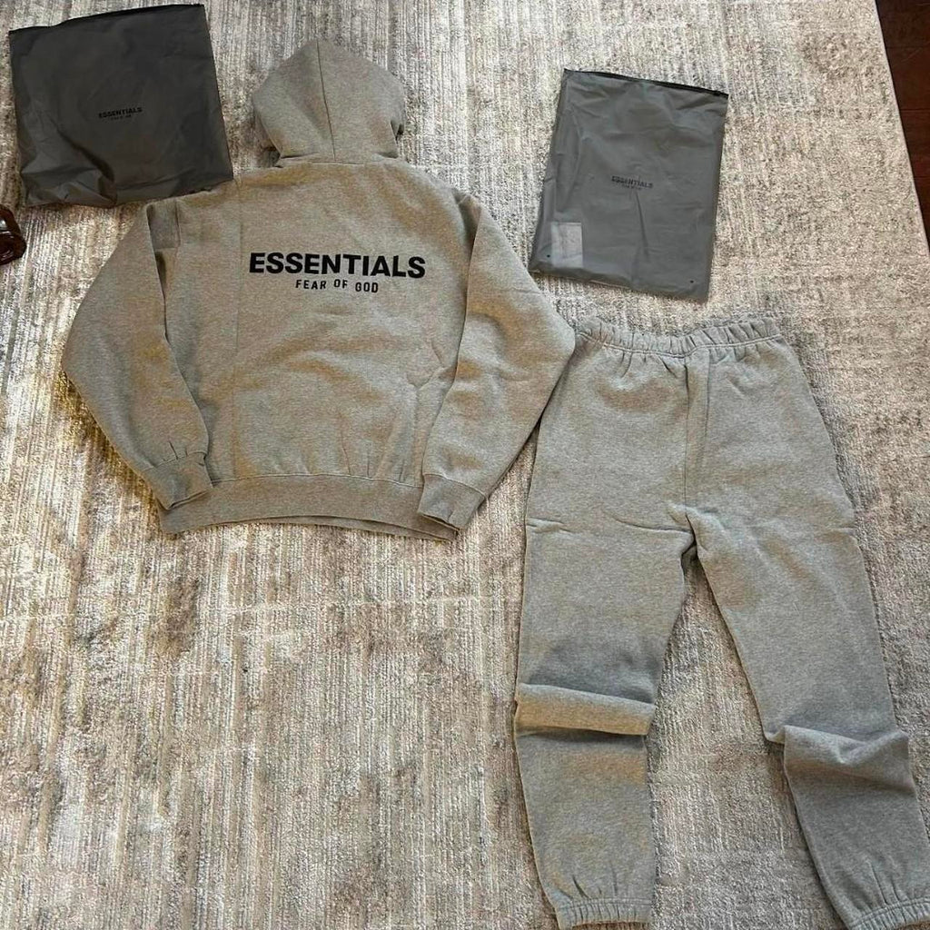 Fear of God Essentials Men's Grey & Green Hoodie