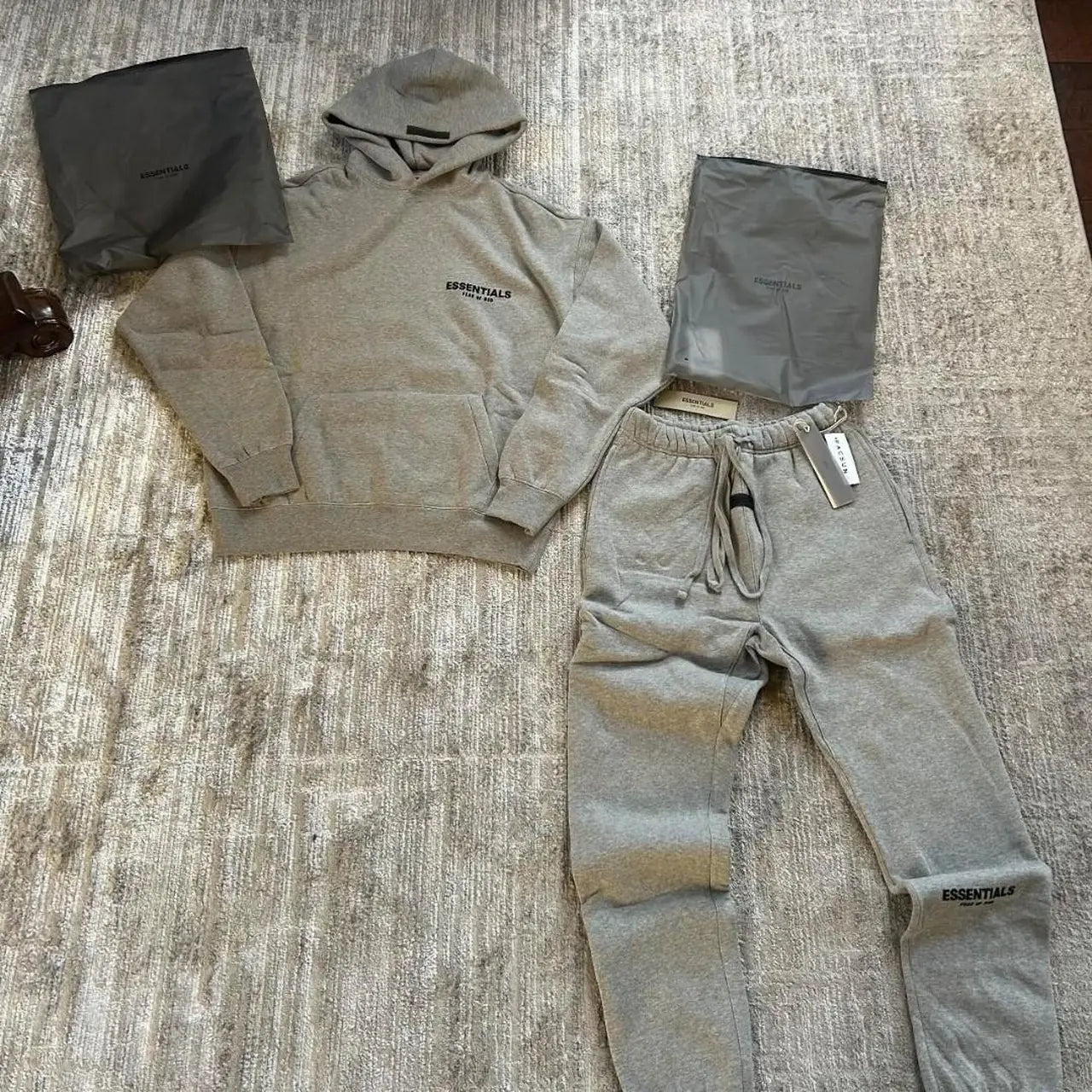 Fear of God Essentials Men's Grey & Green Hoodie
